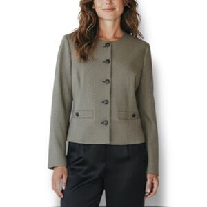 NWT Rag Bone Size 12 Brown Tweed Single Breasted Crewneck Blazer Ret$575